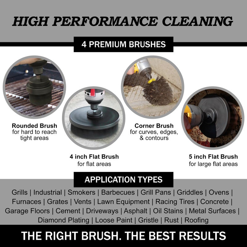 Drillbrush BBQ Grill Cleaning Kit - Safe Nylon Grill Brush | Drill Brush Set - Ultra Stiff Power Scrubber Attachments for Loose Paint  De-Scaling Rust and Graffiti Removal on Stone  Brick and Masonry - Image 2